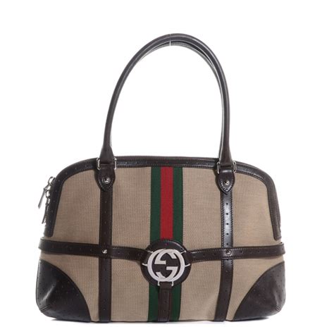 GUCCI Canvas Web GG Reins Bag Brown 86260 